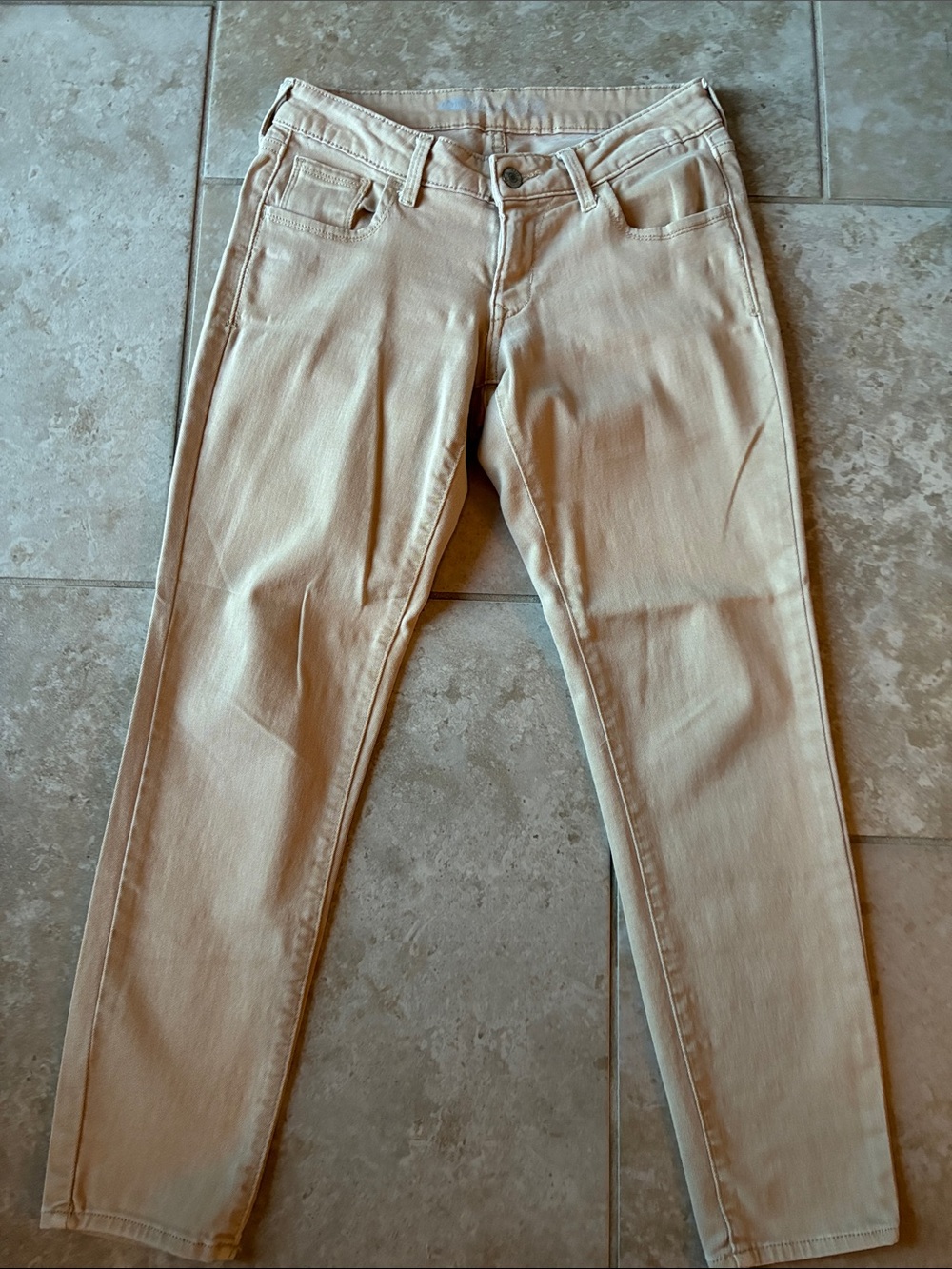 Beige Cropped Ankle Jeans